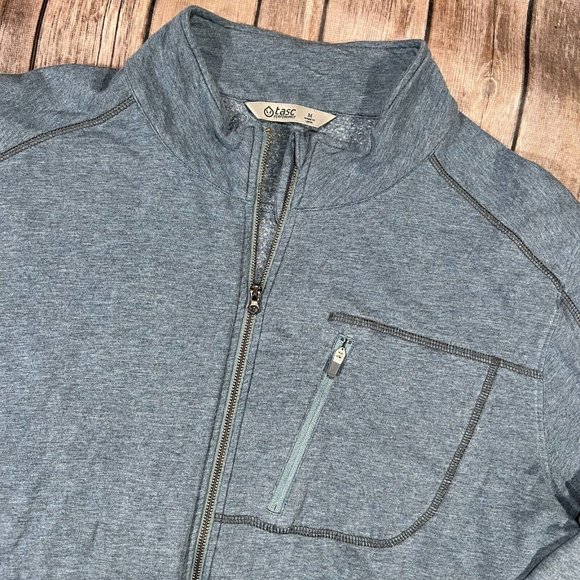 TASC Performance Bamboo Full Zip Track Jacket Medium Mens Blue Active Running - Picture 2 of 8